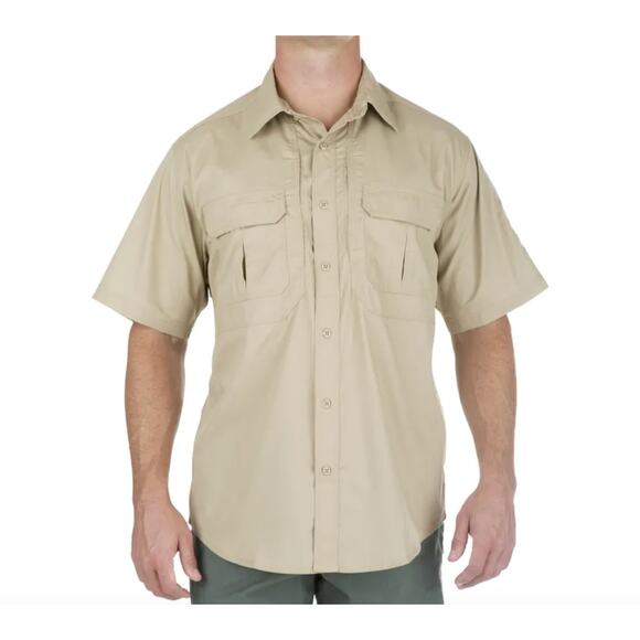 5.11 Tactical Men's 2XL Khaki Utility Button Up Shirt Law Enforcement Workwear - Picture 1 of 11